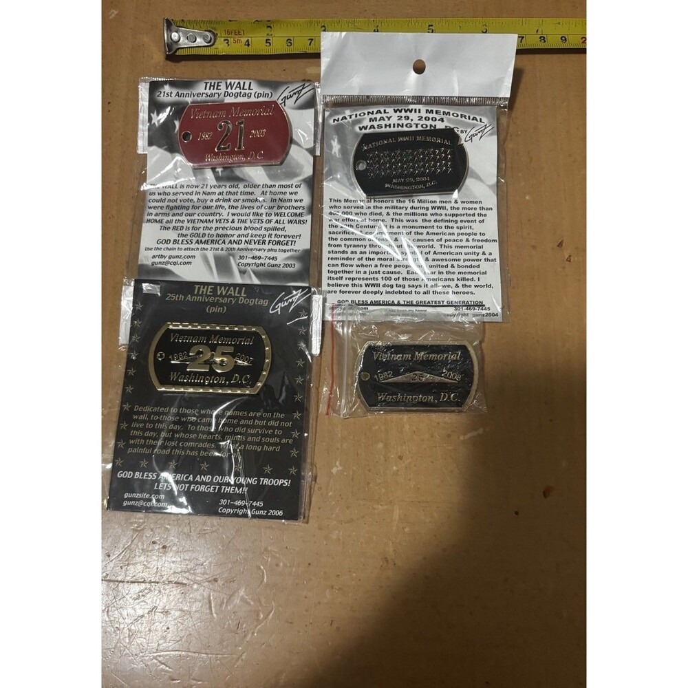 Lot of 4 Vietnam Memorial / The Wall 25 / 26/ 21/ 22 / Year Anniversary Pins